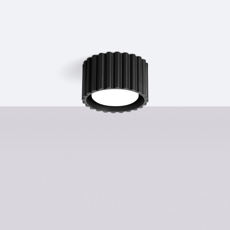 Lampa spot Aura GX53 Sollux - czarna, ryflowana, 10cm