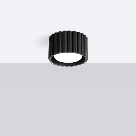 Lampa spot Aura GX53 Sollux - czarna, ryflowana, 10cm