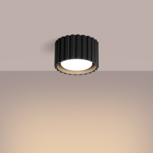 Lampa spot Aura GX53 Sollux - czarna, ryflowana, 10cm