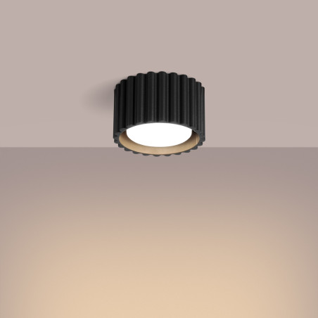 Lampa spot Aura GX53 Sollux - czarna, ryflowana, 10cm