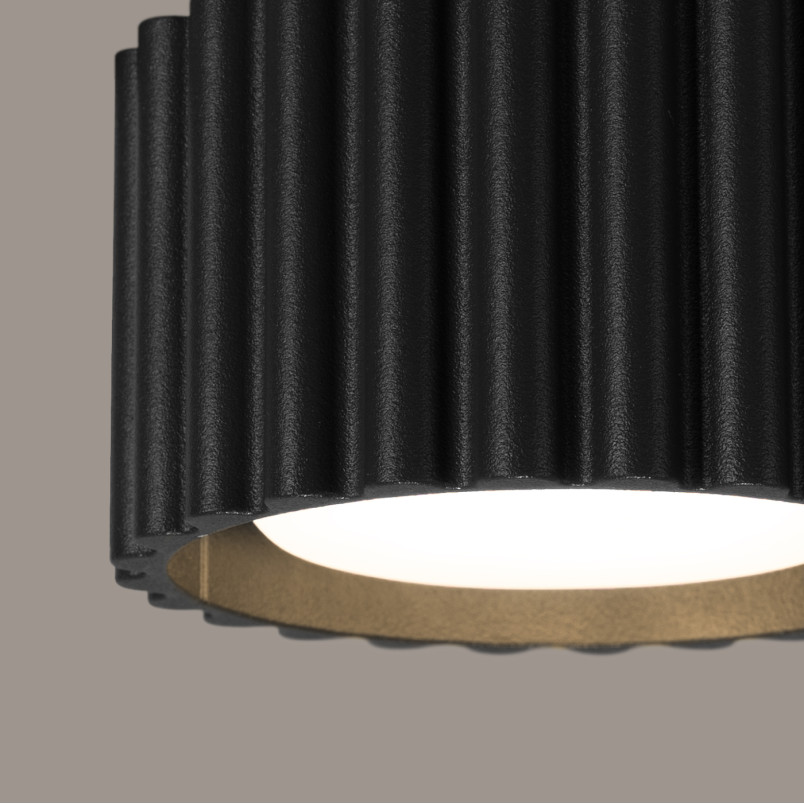 Lampa spot Aura GX53 Sollux - czarna, ryflowana, 10cm