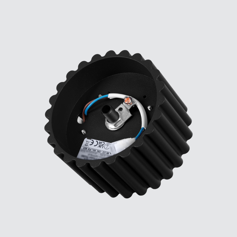 Lampa spot Aura GX53 Sollux - czarna, ryflowana, 10cm