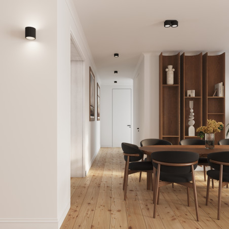 Lampa spot Aura GX53 Sollux - czarna, ryflowana, 10cm