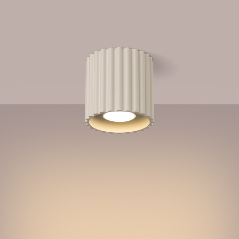 Lampa spot Aura Sollux - Ryflowana, Beżowa, GU10
