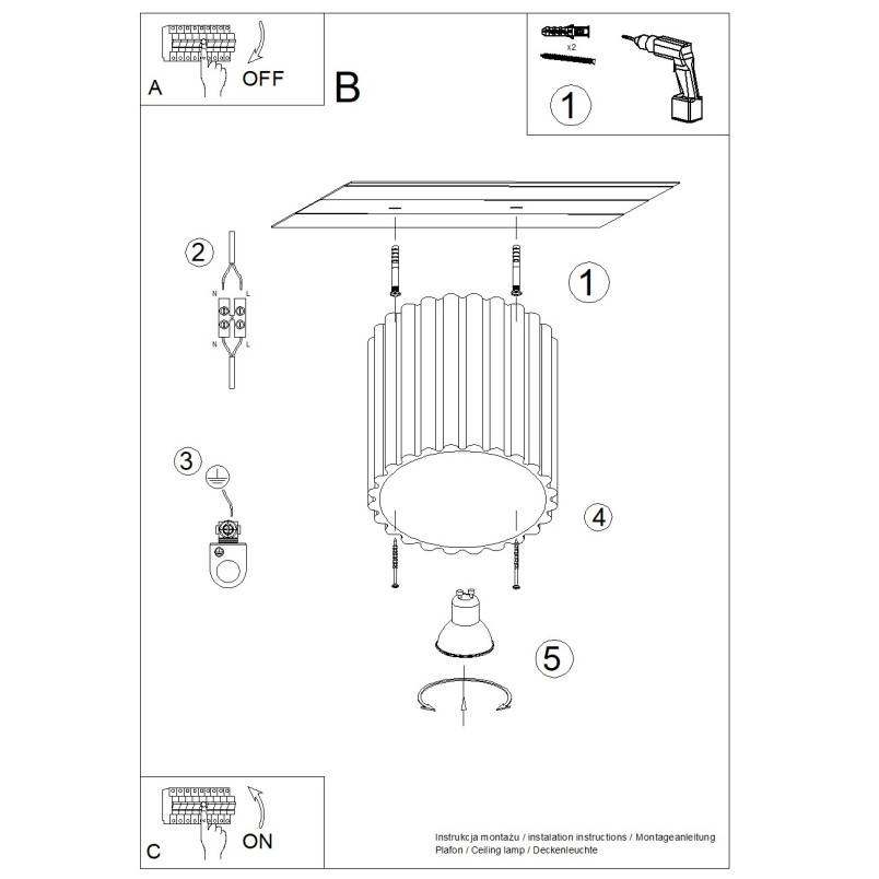 Lampa spot Aura Sollux - Ryflowana, Beżowa, GU10