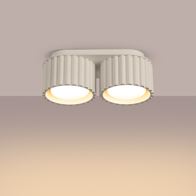Lampa spot ryflowana Aura GX53 beżowa Sollux | 2 punkty
