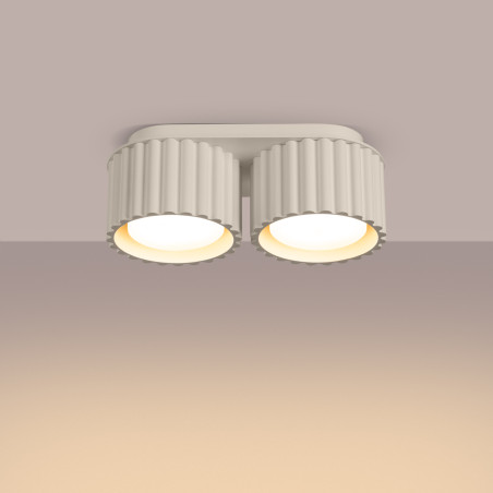 Lampa spot ryflowana Aura GX53 beżowa Sollux | 2 punkty