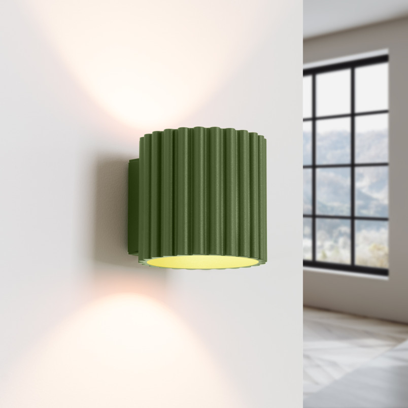 Kinkiet Sollux Aura Zielony Oliwkowy | Ryflowany Design