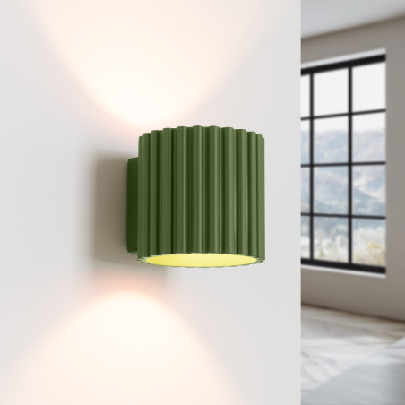 Kinkiet Sollux Aura Zielony Oliwkowy | Ryflowany Design