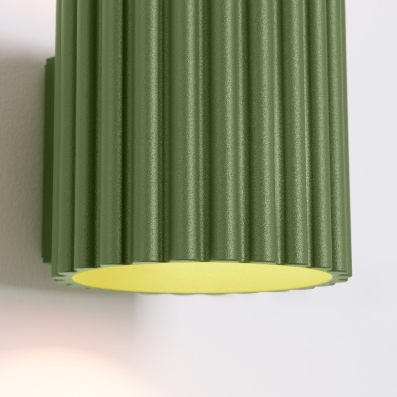 Kinkiet Sollux Aura Zielony Oliwkowy | Ryflowany Design
