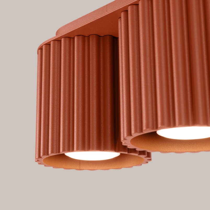 Lampa spot Aura Sollux - Ryflowana 2 punktowa, ochra czerwona