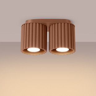 Lampa spot ryflowana 2 punktowa Aura GU10 Sollux - Mocca
