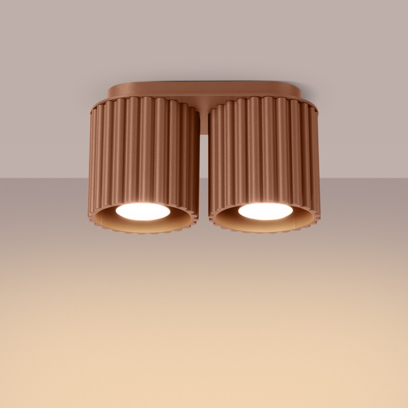 Lampa spot ryflowana 2 punktowa Aura GU10 Sollux - Mocca