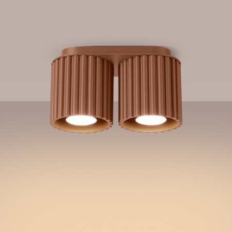 Lampa spot ryflowana 2 punktowa Aura GU10 Sollux - Mocca