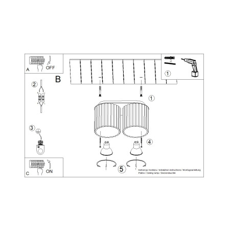 Lampa spot ryflowana 2 punktowa Aura GU10 Sollux - Mocca