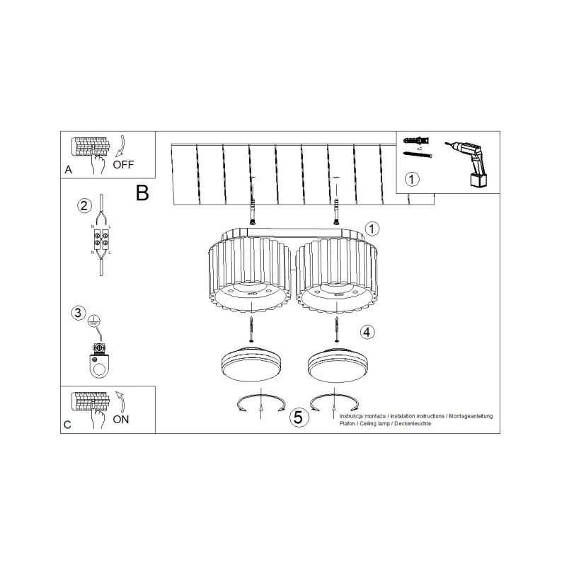 Lampa spot ryflowana Aura GX53 Sollux - Mocca | Downlight 2pkt