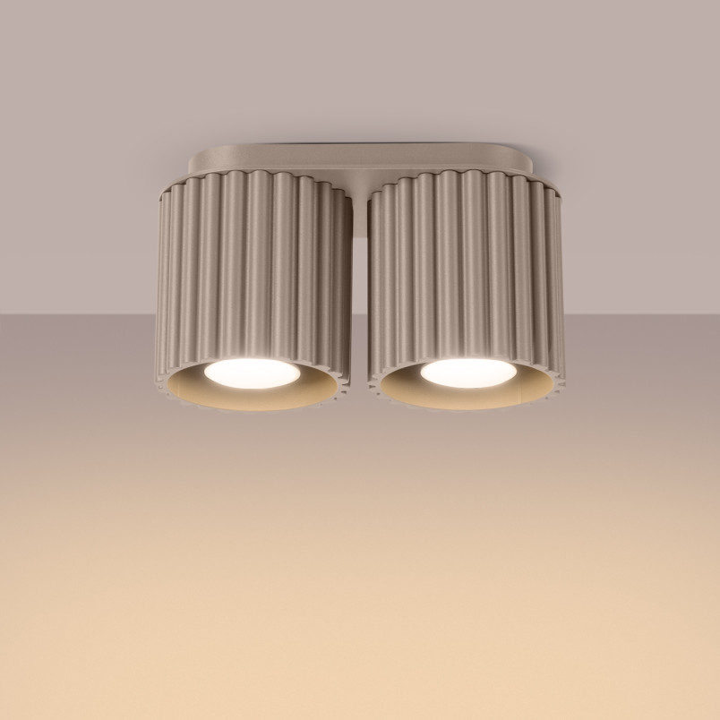 Lampa spot Aura 2 punktowa taupe Sollux | Nowoczesny design