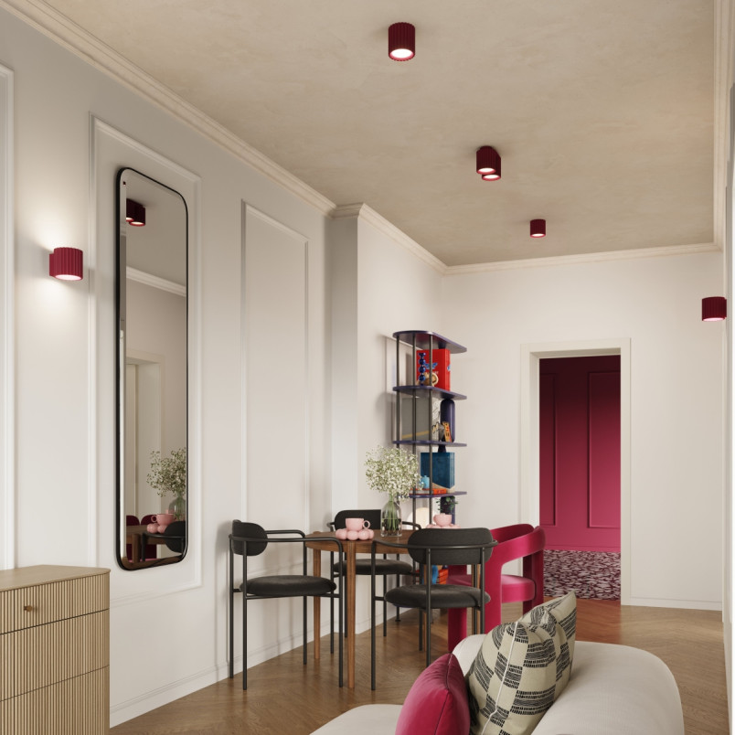 Kinkiet ryflowany Aura burgund Sollux - Elegancki design