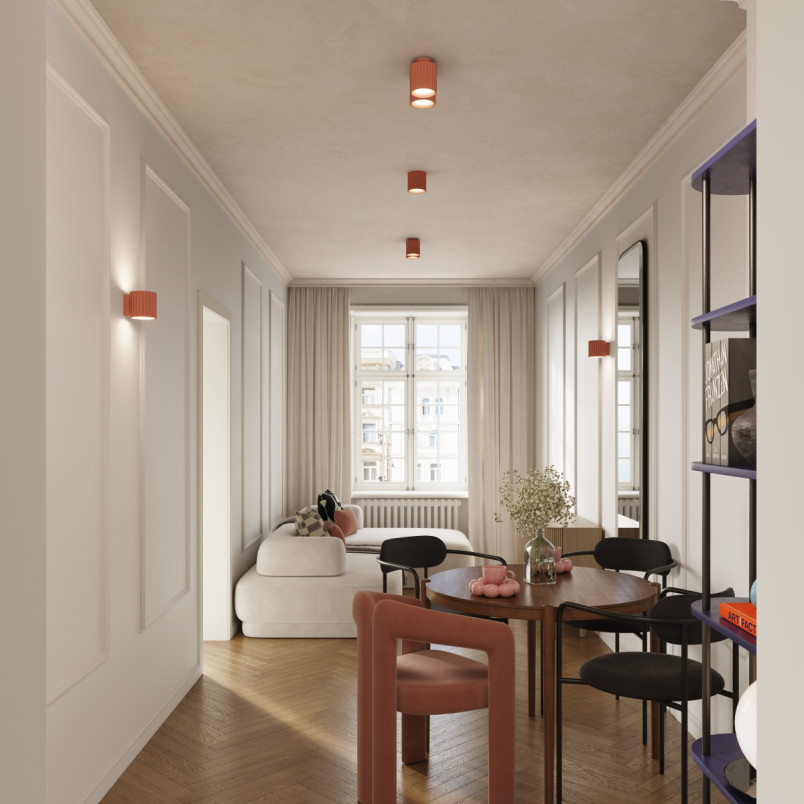 Lampa spot Aura Sollux - Ryflowana 2 punkty, Brzoskwiniowa | Kup online