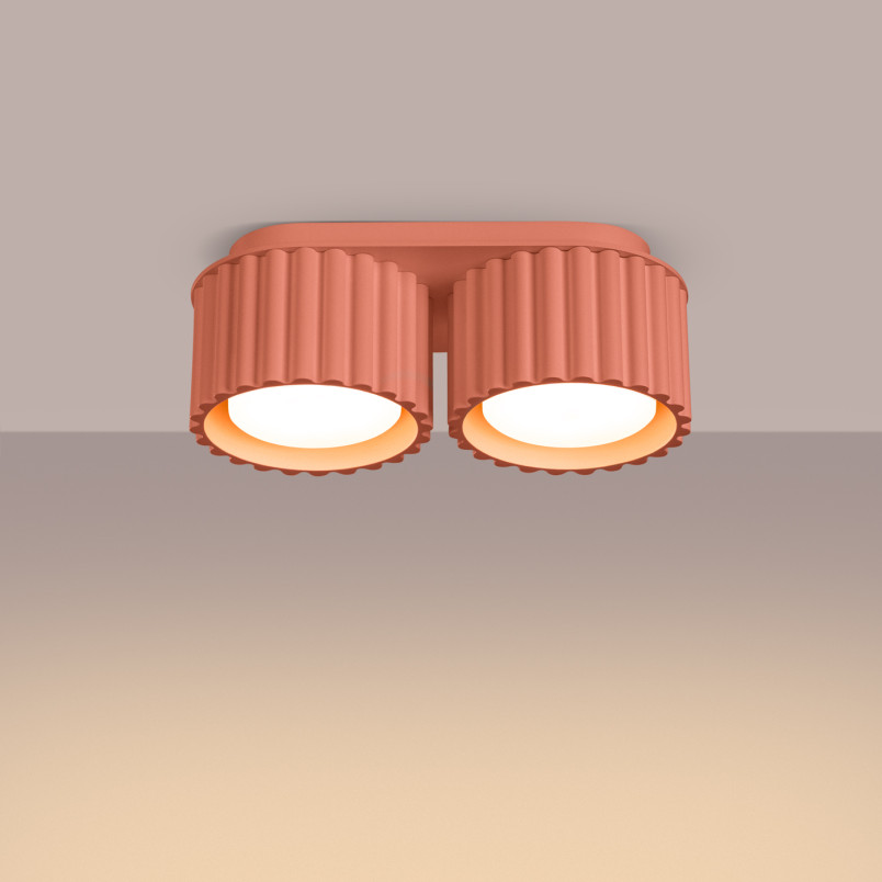Lampa spot ryflowana Aura GX53 | Sollux - Brzoskwiniowa