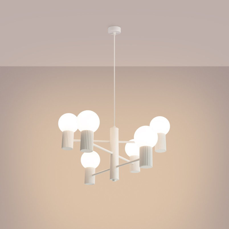 Lampa wisząca Halo 6-punktowa biała | Sollux