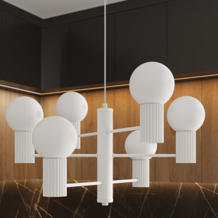 Lampa wisząca Halo 6-punktowa biała | Sollux