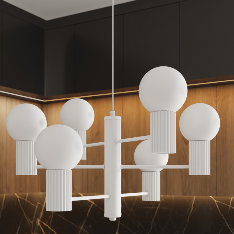 Lampa wisząca Halo 6-punktowa biała | Sollux