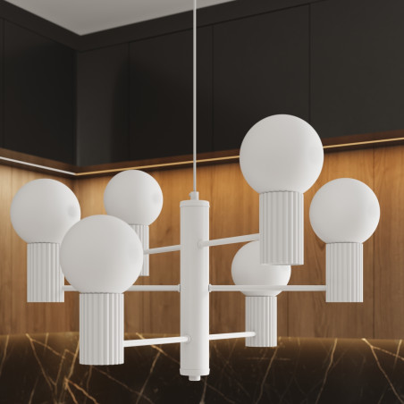 Lampa wisząca Halo 6-punktowa biała | Sollux