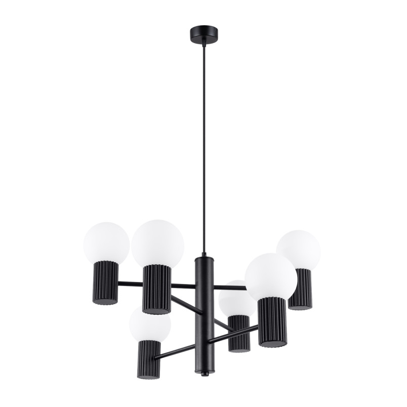 Lampa wisząca Sollux Halo | 6 punktów, biały/czarny | Sklep z lampami