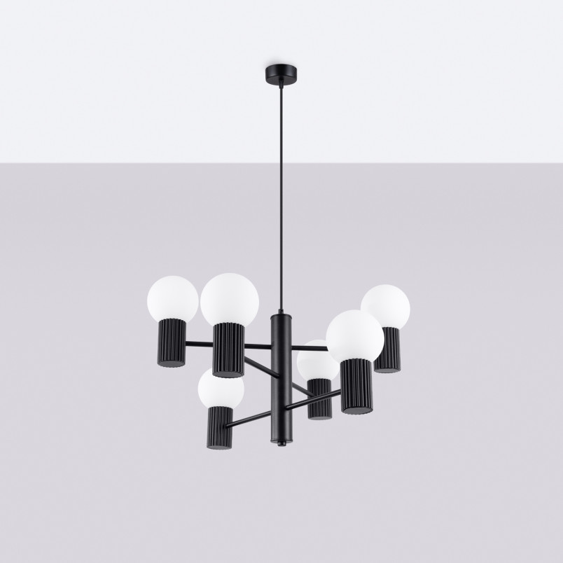 Lampa wisząca Sollux Halo | 6 punktów, biały/czarny | Sklep z lampami