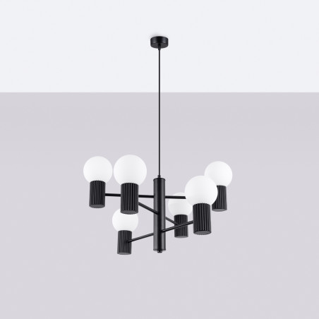 Lampa wisząca Sollux Halo | 6 punktów, biały/czarny | Sklep z lampami