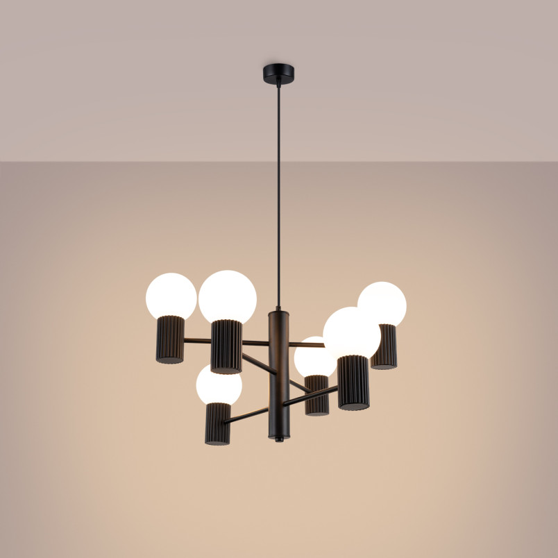Lampa wisząca Sollux Halo | 6 punktów, biały/czarny | Sklep z lampami
