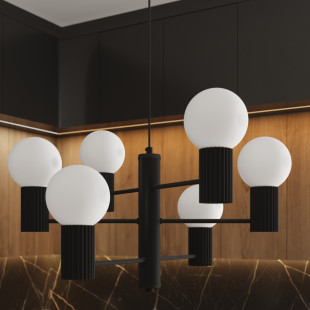 Lampa wisząca Sollux Halo | 6 punktów, biały/czarny | Sklep z lampami
