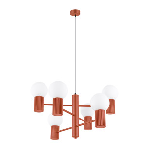 Lampa wisząca HALO 6 punktów biało-czerwona | Sollux