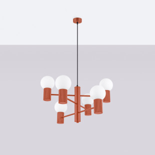 Lampa wisząca HALO 6 punktów biało-czerwona | Sollux