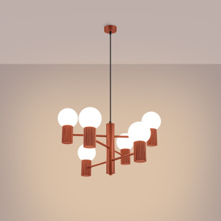 Lampa wisząca HALO 6 punktów biało-czerwona | Sollux