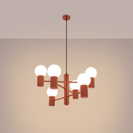 Lampa wisząca HALO 6 punktów biało-czerwona | Sollux