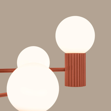 Lampa wisząca HALO 6 punktów biało-czerwona | Sollux
