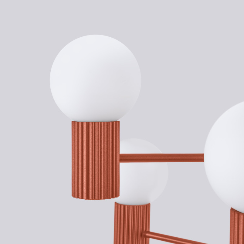 Lampa wisząca HALO 6 punktów biało-czerwona | Sollux
