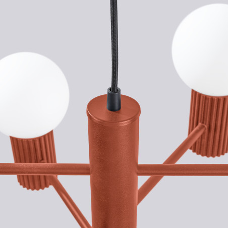 Lampa wisząca HALO 6 punktów biało-czerwona | Sollux