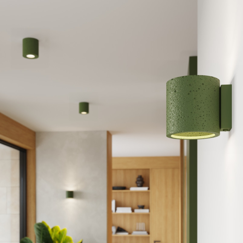 Kinkiet betonowy zielony Orbis 10cm Sollux - Loft i Industrial