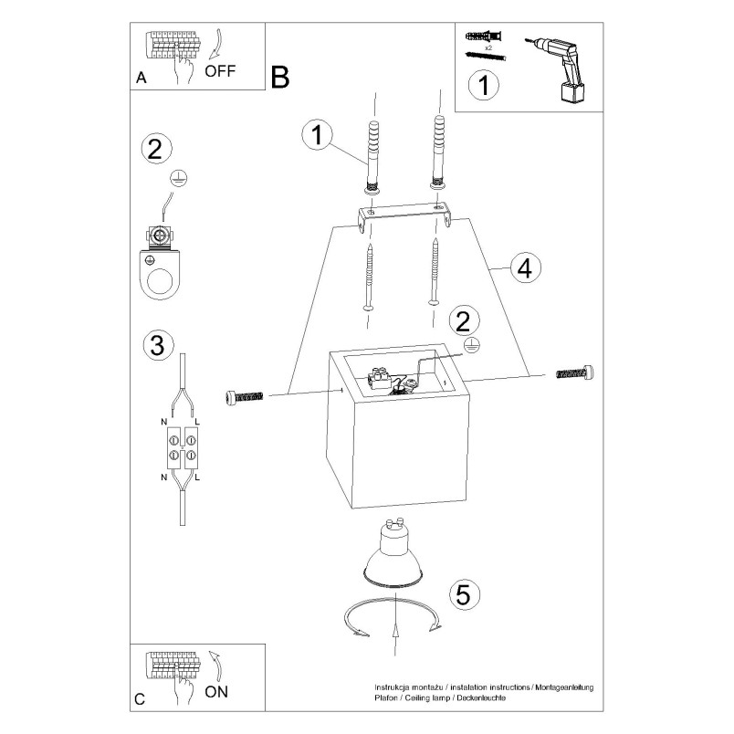 Lampa Betonowa Sollux Quad Beżowa | Loftowa | Kup Teraz