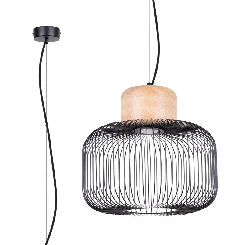 Lampa wisząca Gabbia czarna Sollux - Loftowa elegancja