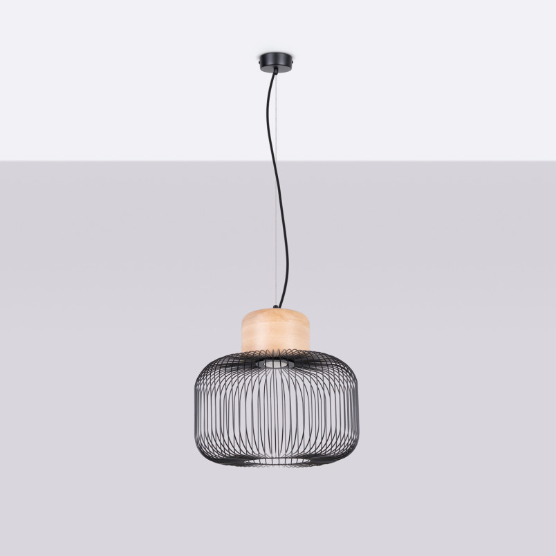 Lampa wisząca Gabbia czarna Sollux - Loftowa elegancja