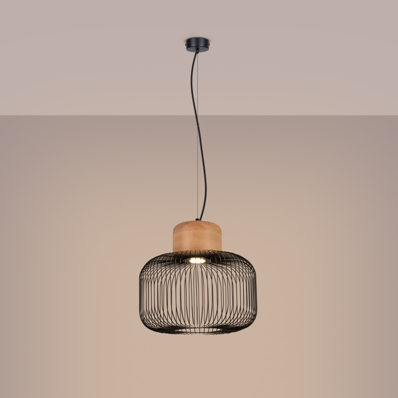 Lampa wisząca Gabbia czarna Sollux - Loftowa elegancja