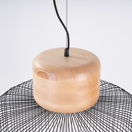 Lampa wisząca Gabbia czarna Sollux | Loftowa, z drewnem, 55cm