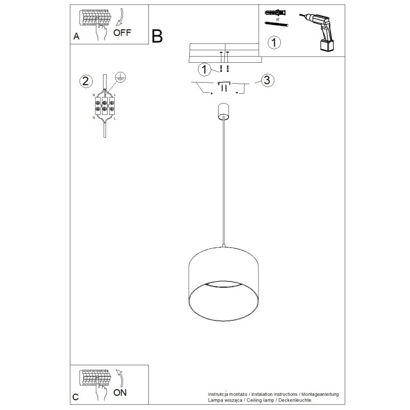 Lampa wisząca Sollux Nevia 40cm - Marmur, Nowoczesny Design
