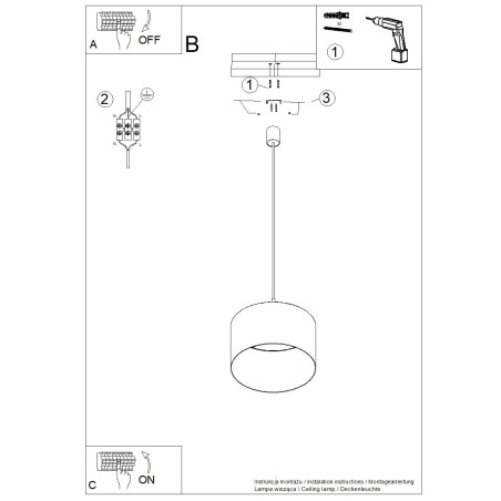 Lampa wisząca Sollux Nevia, granatowa, 40cm - Eleganckie oświetlenie
