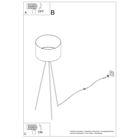Lampa podłogowa Sollux Nevia, granat, 135cm - Elegancki design