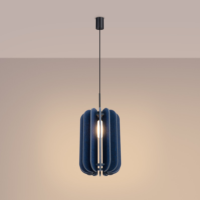 Lampa wisząca filcowa Mula | Sollux - Granatowa, 27cm